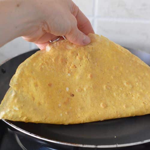 Flipping Almond Flour Crepes on the pan