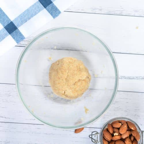 Almond Flour Tortilla dough ball in a bowl.