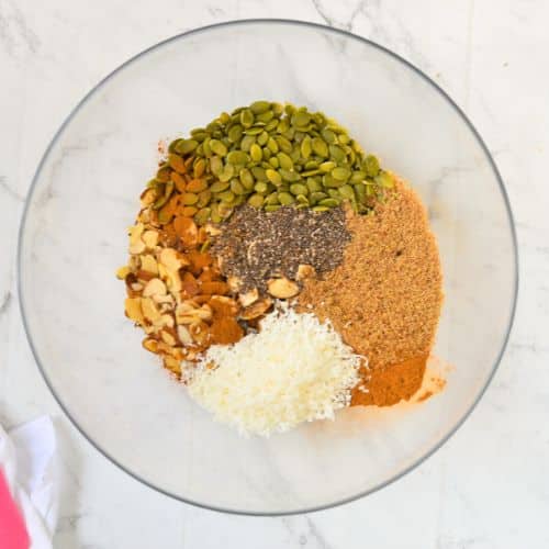 Dry Keto Granola Bars ingredients in a bowl