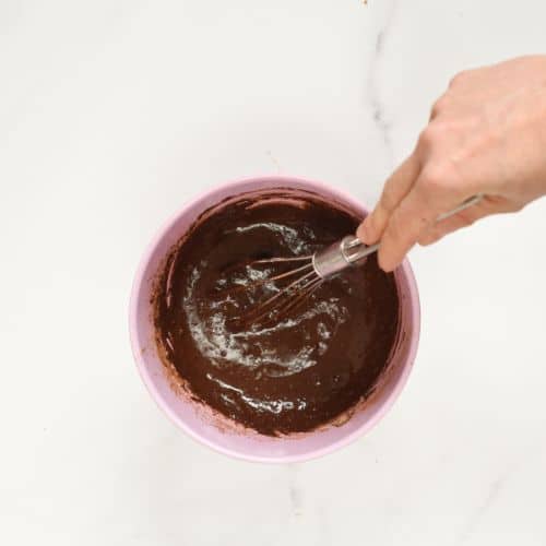 Keto Mug Brownie batter in a bowl.