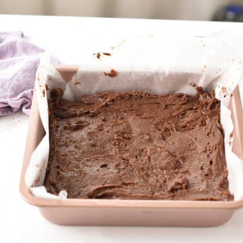 Protein Brownies in a square pan.