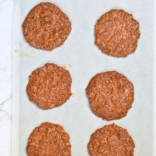 Sugar-Free No-Bake Cookies ready to cool on a cookie sheet.