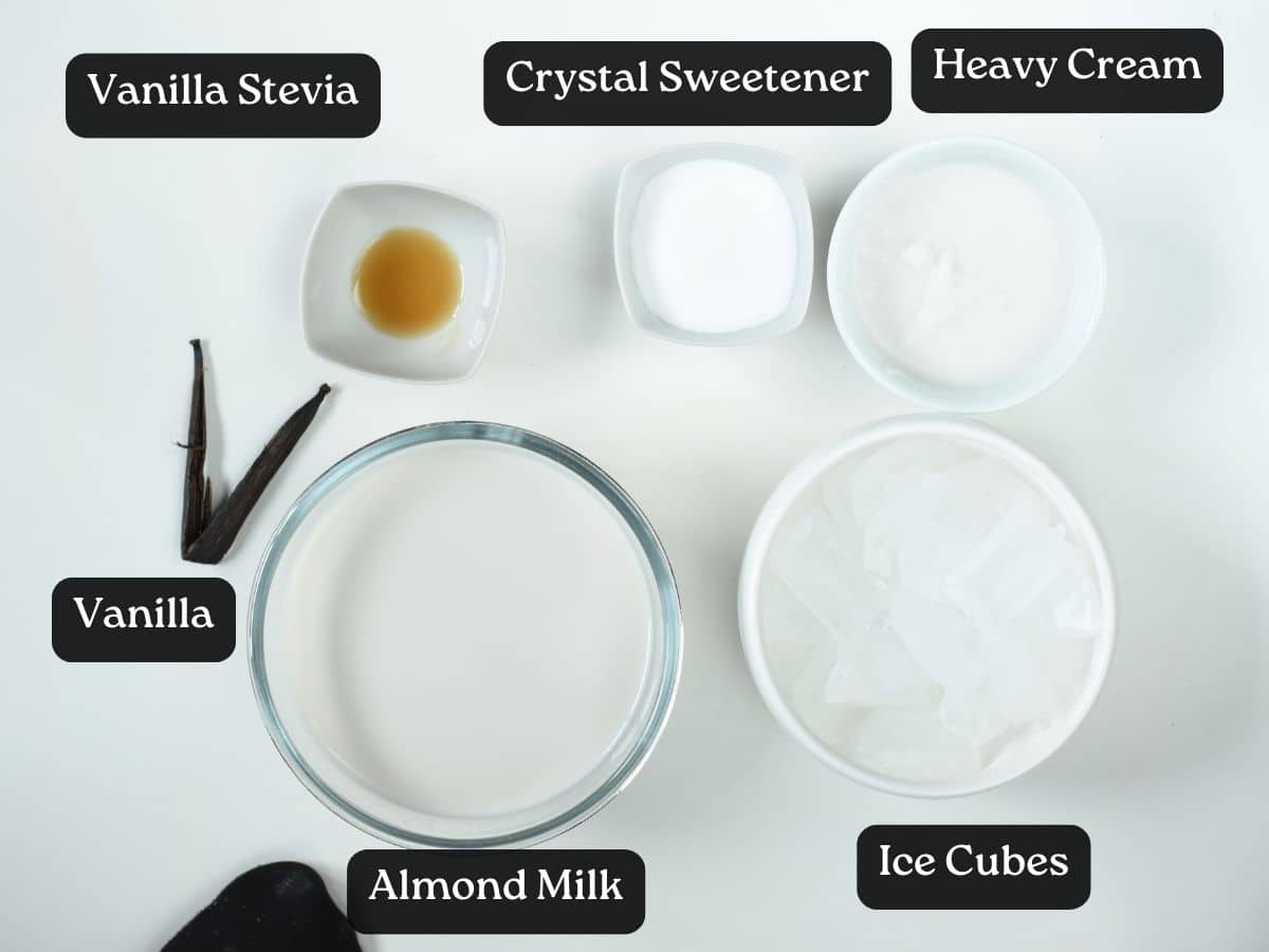 Ingredients for Keto Vanilla Milkshake