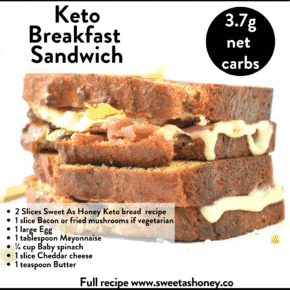 Keto Breakfast Sandwich only 3.7g Net Carbs - Sweetashoney - SaH