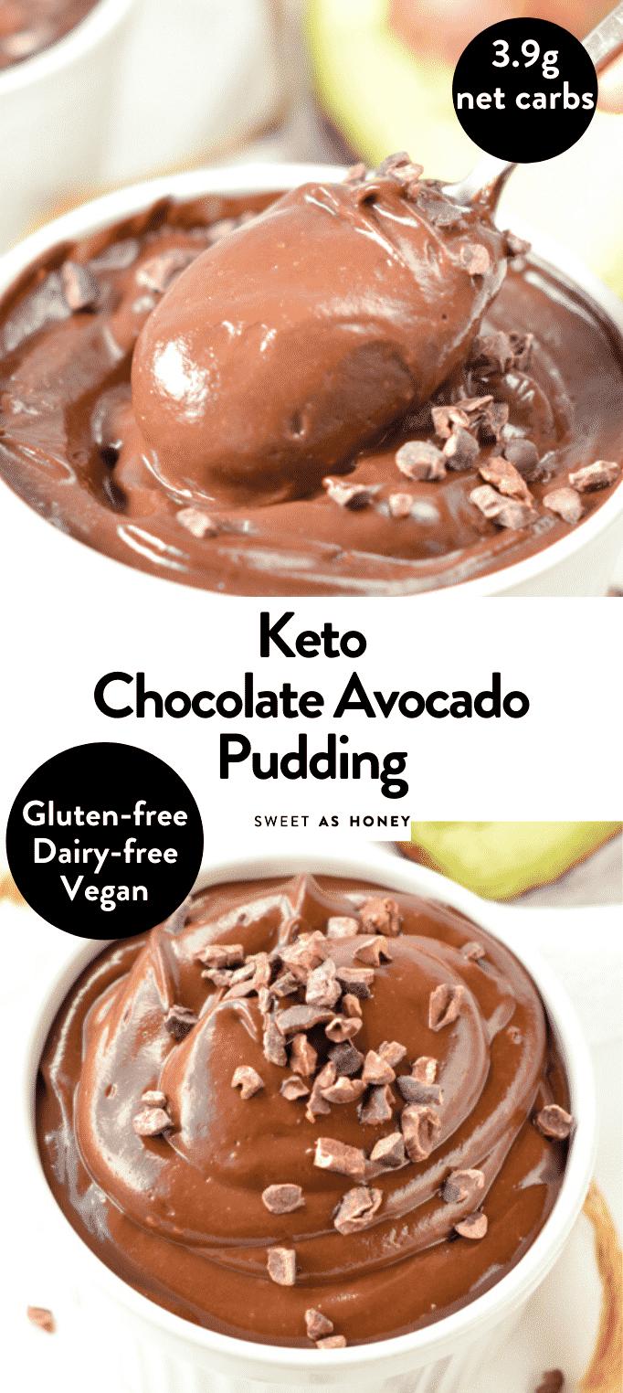 Keto Chocolate Avocado Pudding - 3.6g Net Carbs - Sweetashoney - SaH