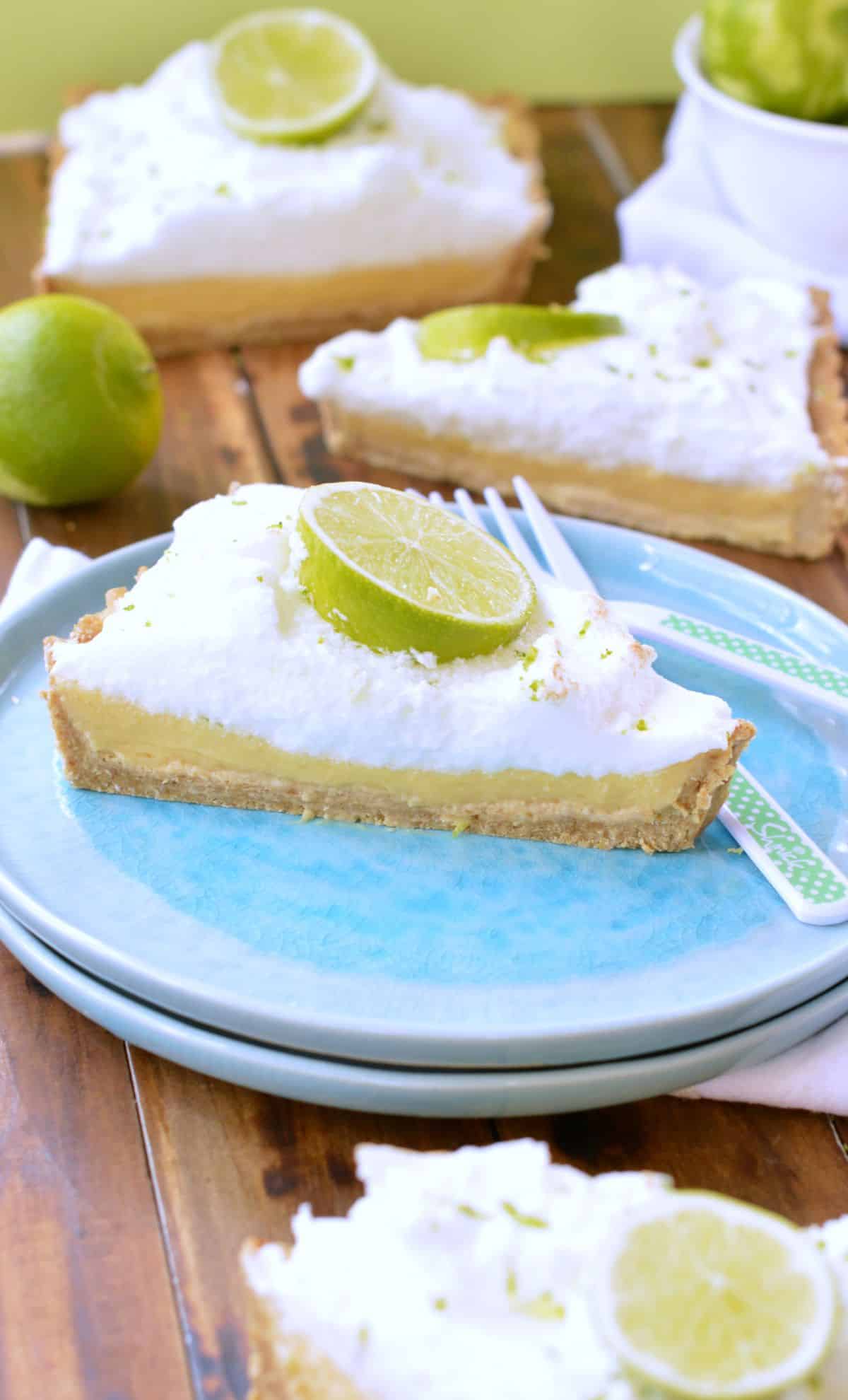 Sugar-Free Lemon Pie slice on a plate.