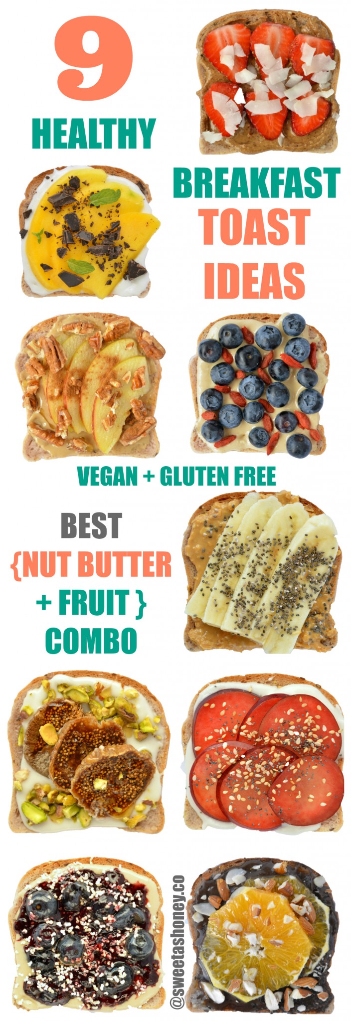 9 Vegan Breakfast Ideas on toast| 3 ingredients - Sweetashoney