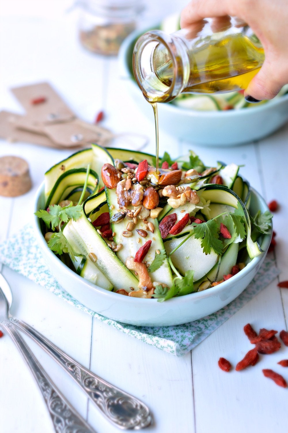 Zucchini Salad with chia seeds & goji berries - Sweetashoney